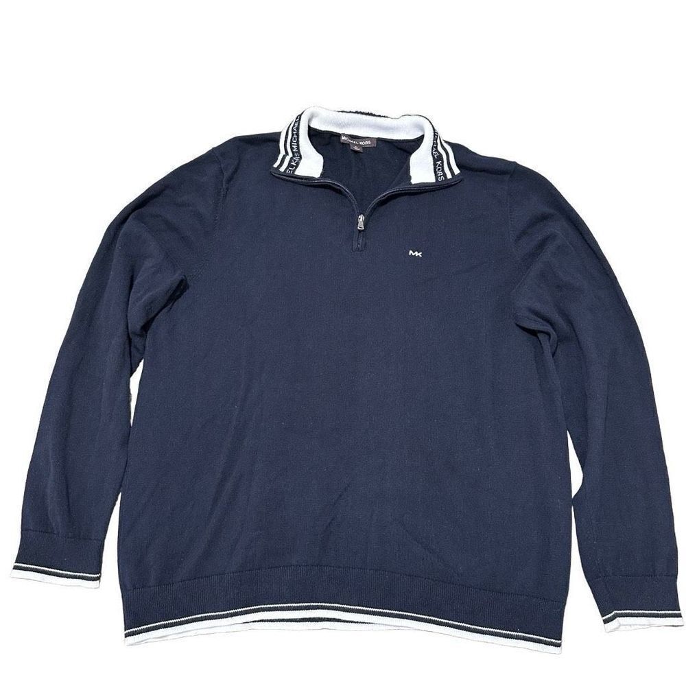 Michael Kors blue half zip sweater size XL.    A476